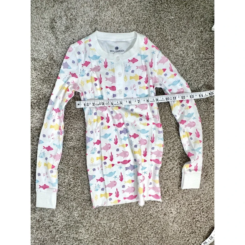 Ros Garden Cameron Paradise Kids Pajamas Pink Multi Fish Print Set Size 6 NWT